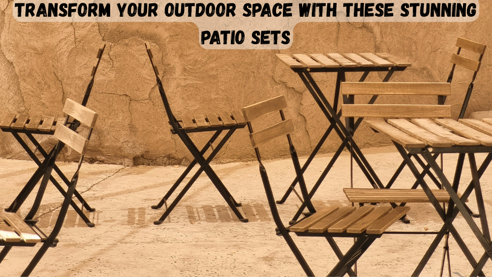 Stylish wooden patio furniture set against a textured wall, perfect for enhancing outdoor spaces.