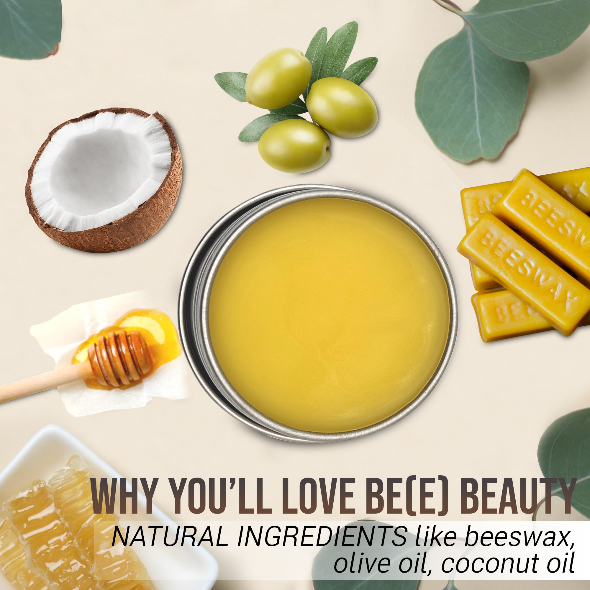 Beeswax Balm – Honey-Infused Moisturizer for Lips, Hands, Feet & Skin, Portable Tin