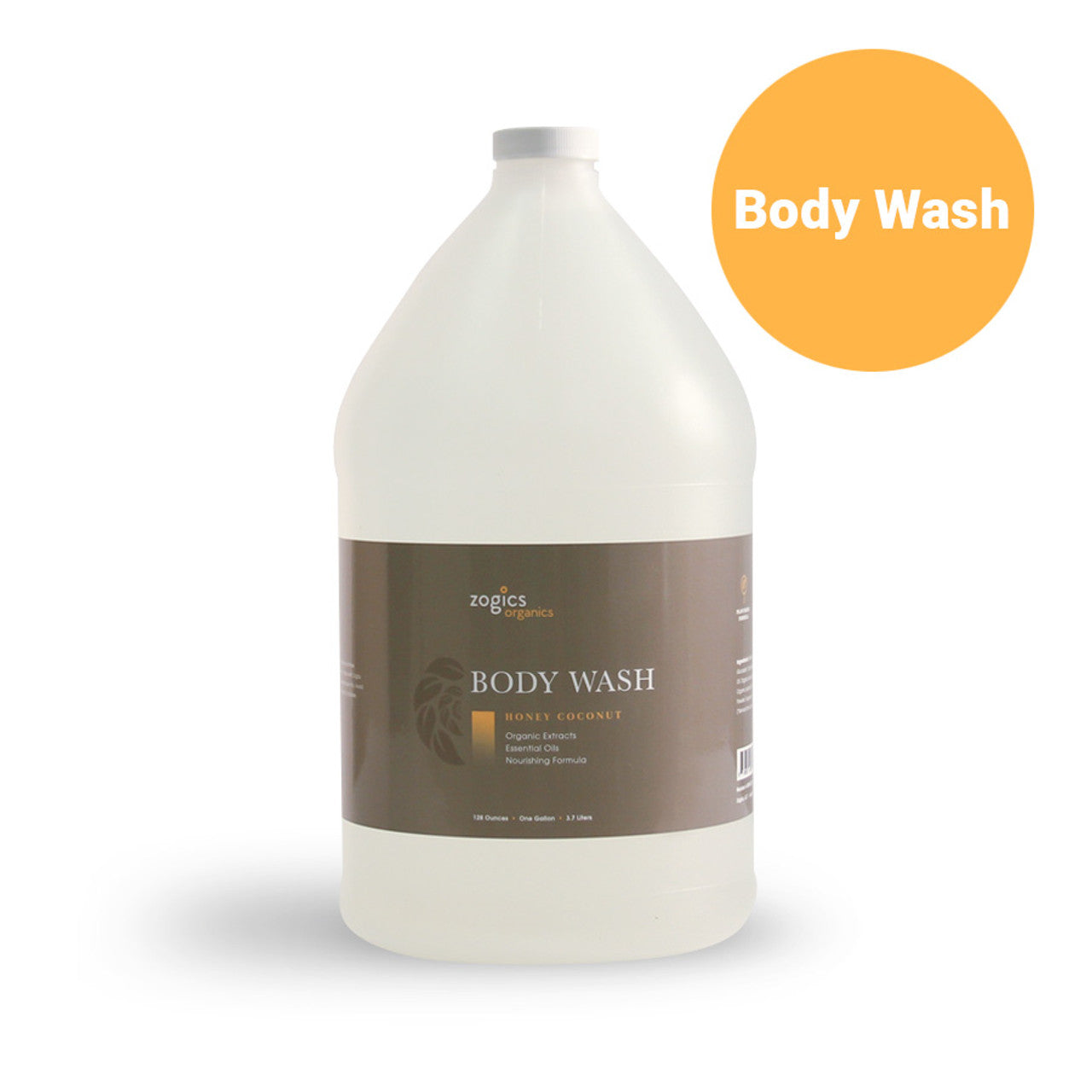 Zogics Organics Body Wash, Honey Coconut, OBWHC128 (1 Gallon or Case of 4)