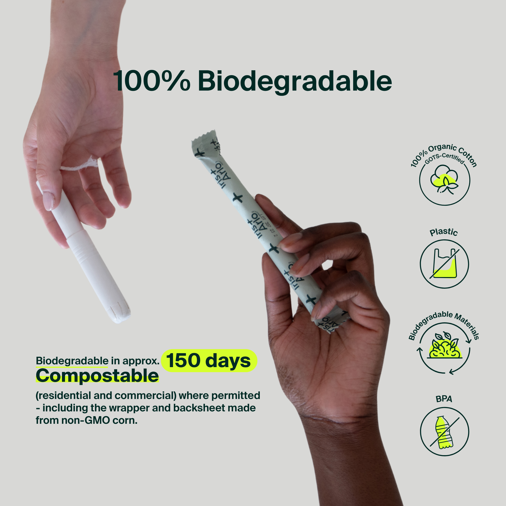 100% Organic Cotton Applicator Tampons (Regular)