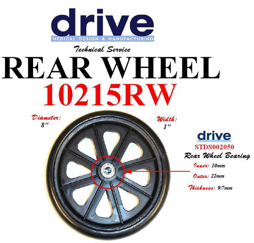 8-Inch Rear Caster Replacement – #11053A/B Rollators (Each)