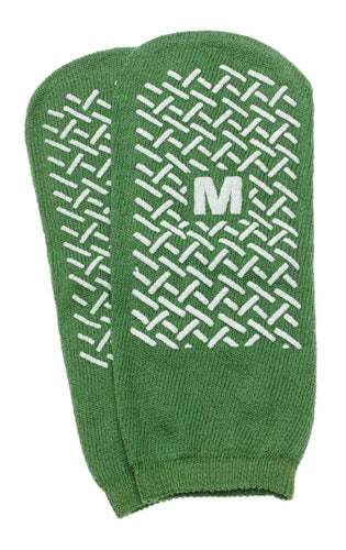 Slipper Socks – Medium Green (Men’s 5-6, Women’s 6-7, Child 7-11) – Cozy Non-Slip Indoor Socks