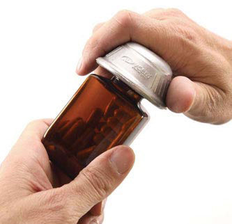 Dycem Pill Bottle Opener – Silver, Non-Slip Assistive Tool