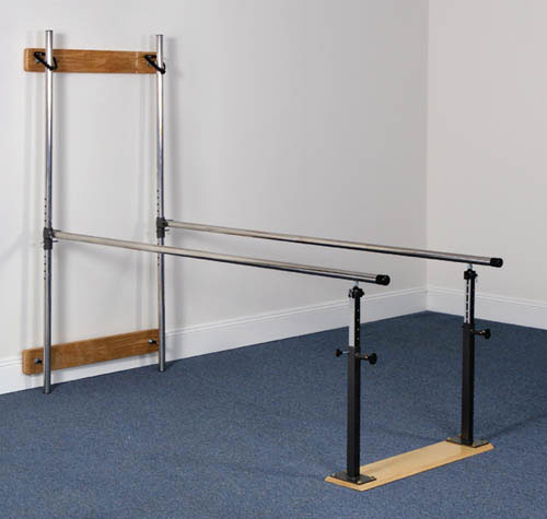 Wall Mounted Folding Parallel Bars with 7' Handrails – Space-Saving Rehab Support