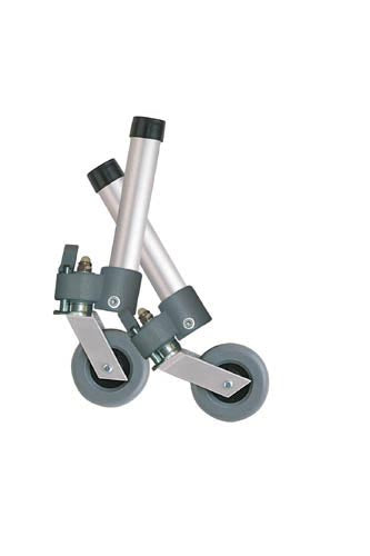 Combination Swivel/Fixed Wheels w/Lock & Rear Glides – Pair for Walkers & Rollators