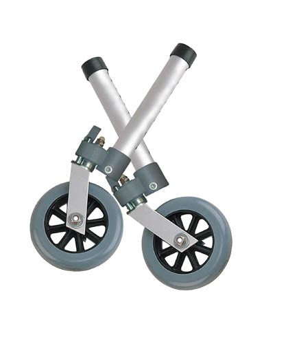 Combination Swivel/Fixed Wheels w/Lock & Rear Glides – Pair for Walkers & Rollators