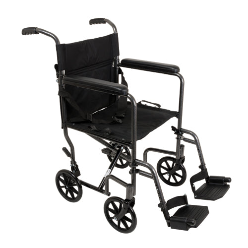 Steel Wheelchair Transport Chair – 19" Seat Width, Foldable & Durable