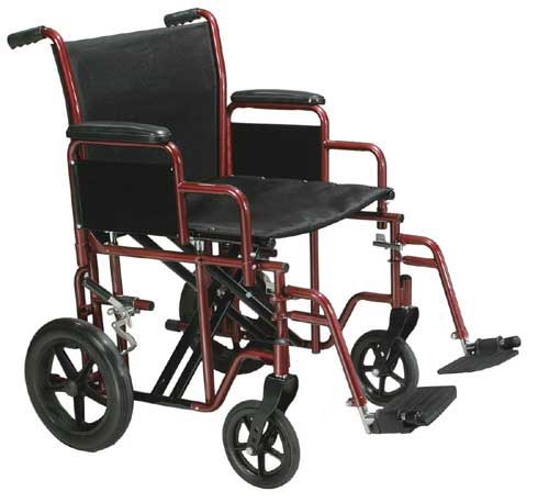 Transport Wheelchair Bariatric 20" Wide – Durable & Comfortable, Blue