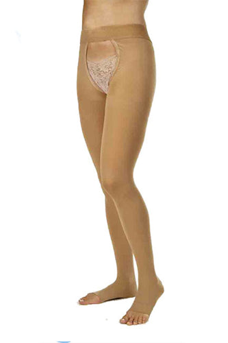 Chaps 20-30 mmHg Open-Toe Compression Stocking Beige – Small Left Leg
