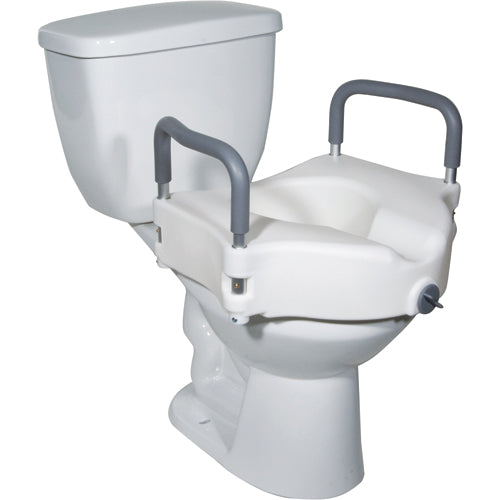 Raised Toilet Seat with Lock & Padded Removable Arms – Bathroom Safety Aid