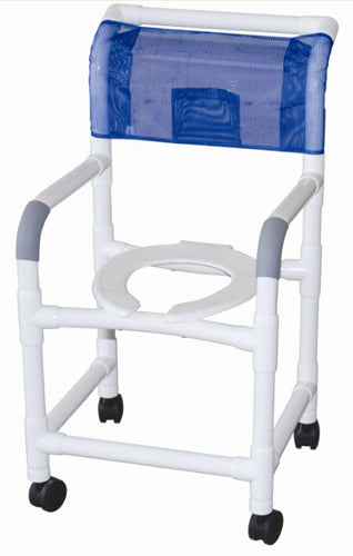 Shower Chair PVC with Casters – 18" Internal Width (Custom) MJM – Safe & Mobile Bathing