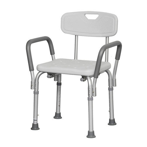 Bath Bench Adjustable Height w/Back & Removable Padded Arms – PMI