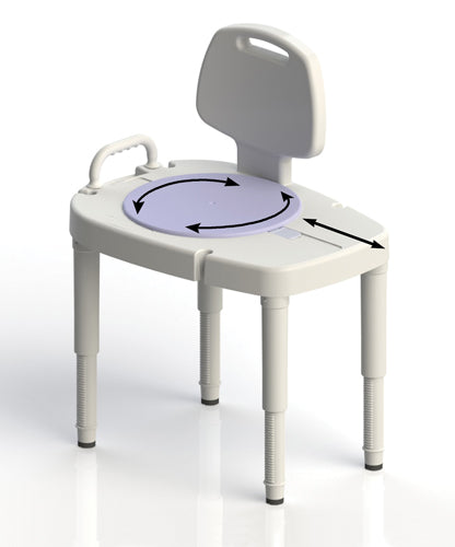 Transfer Bench 30" W x 20.5" D – Sliding & Rotating Seat for Safe Bath Transfers