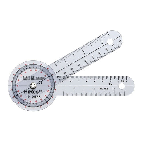 Baseline Hi-Res Plastic Goniometer – 360° High-Precision Joint Measurement Tool