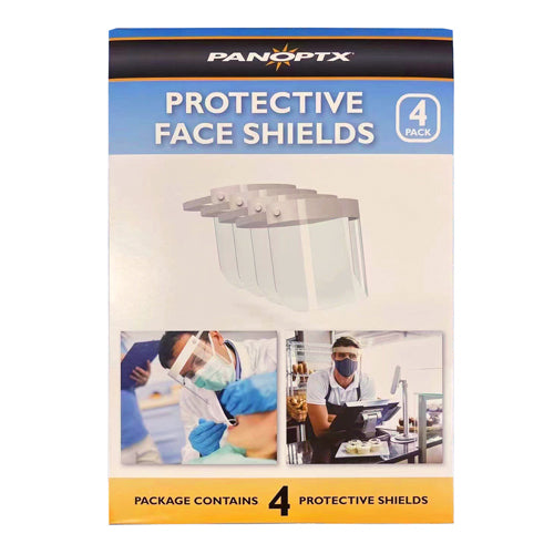 Protective Face Shields with Foam Pad – Box of 4, Full-Face Protection