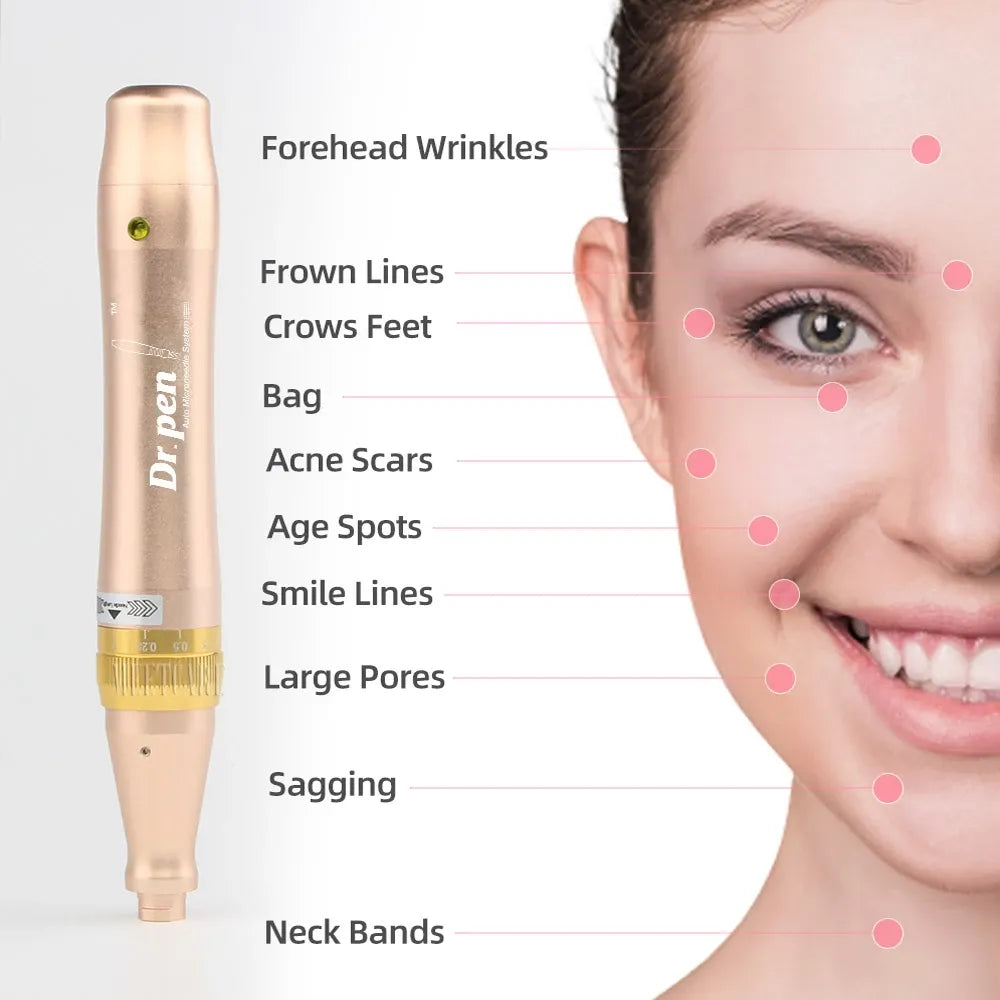 M5W Dr. Pen Professional Microneedling Device – Adjustable Needle Depth, Anti-Aging & Acne Scar Treatment, Skin Rejuvenation