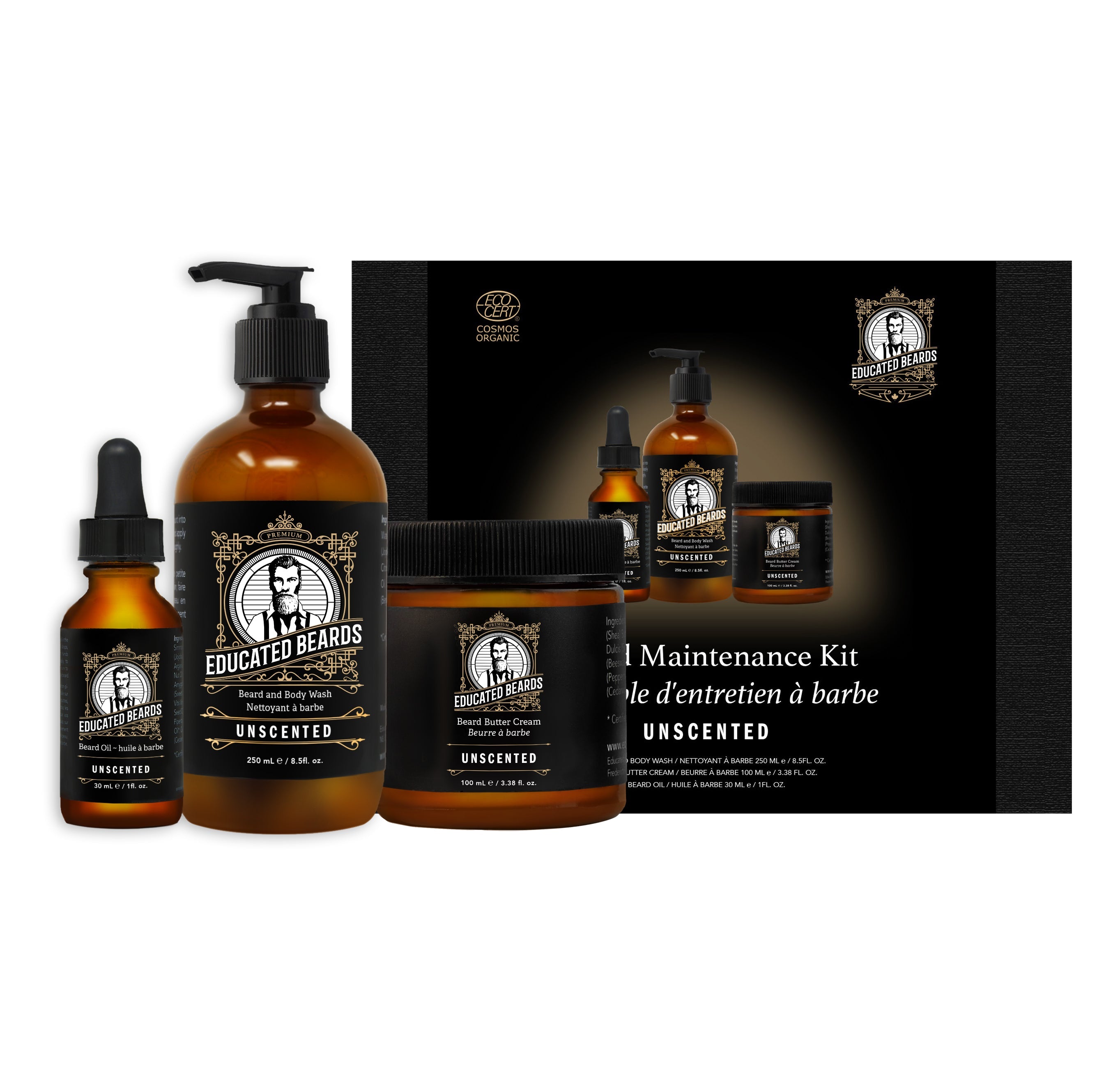 Educated Beards - Beard Maintenance Kit Unscented (1kit 1)