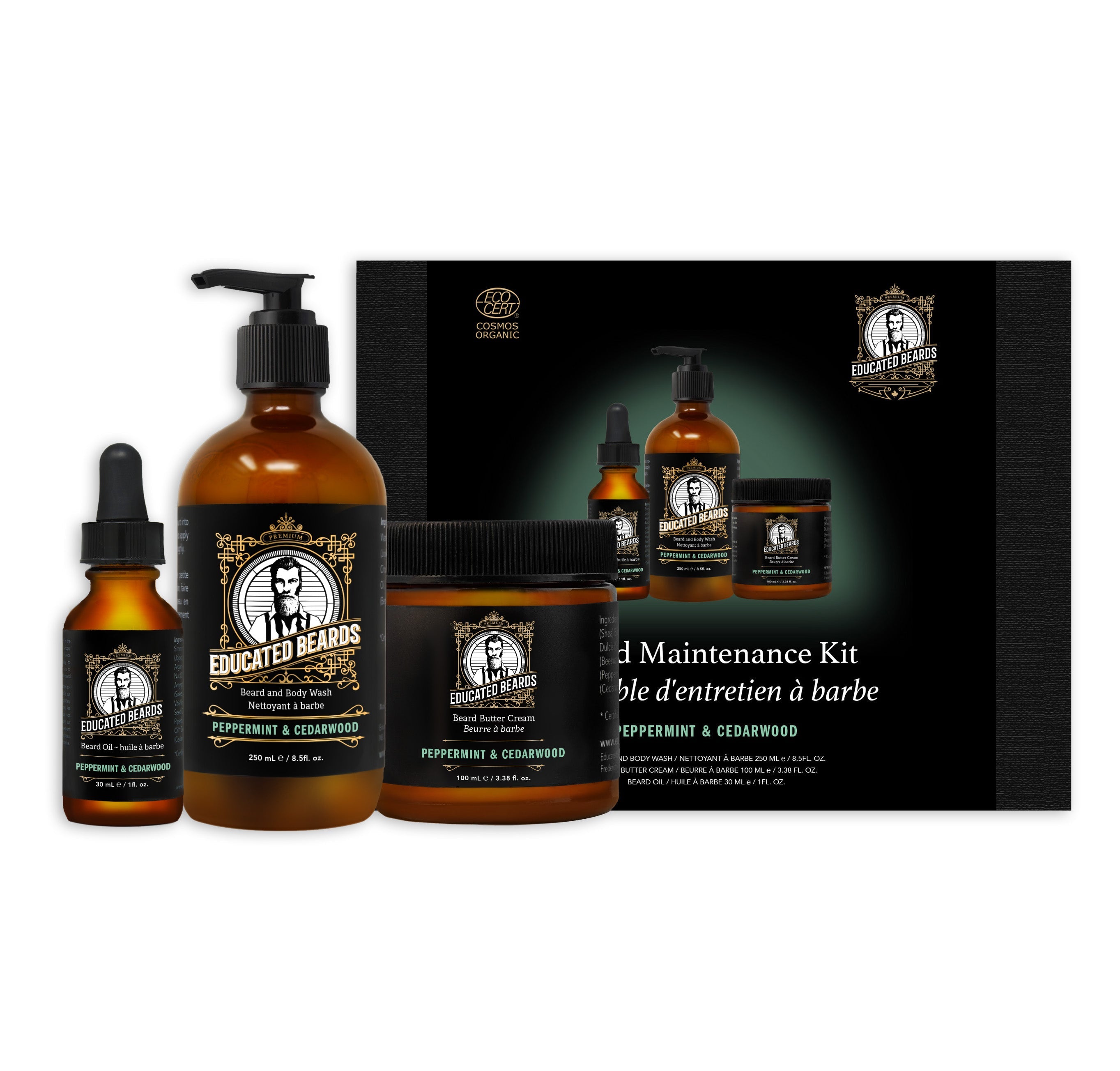 Educated Beards - Beard Maintenance Kit Peppmnt/Cedar (1kit 1)