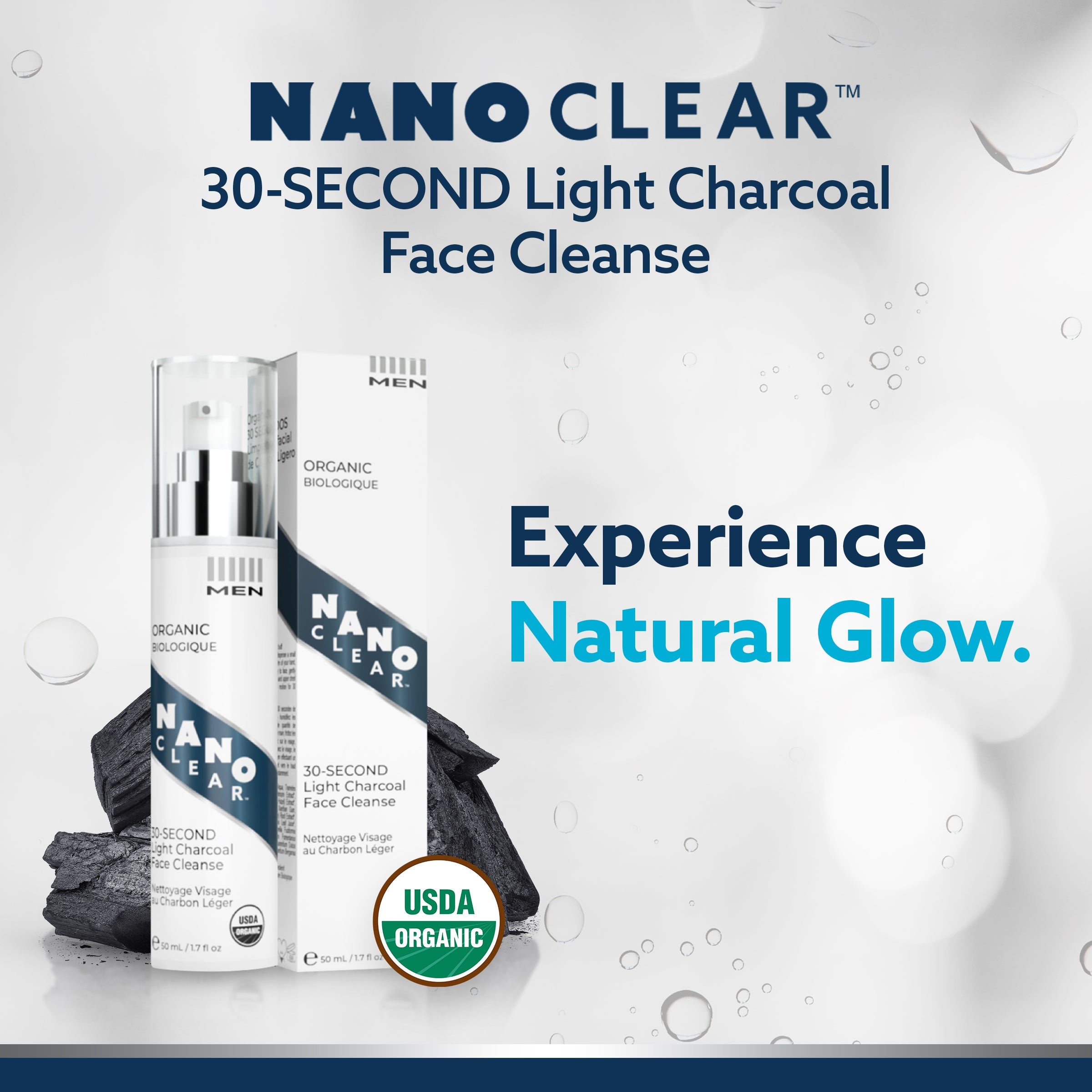 Nano-Clear - 30-SECOND Light Charcoal Face Cleanse - 50ml