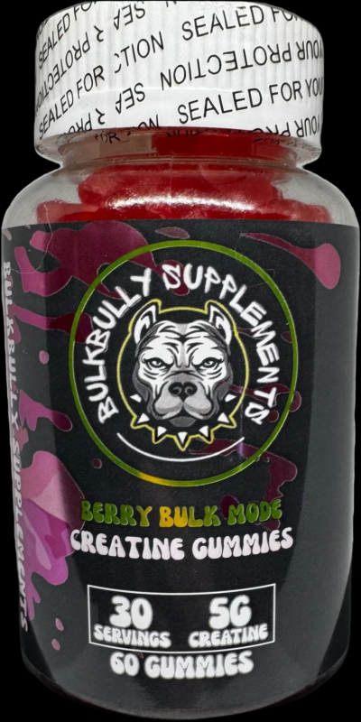 Wholesale BulkBully Creatine Gummies – Strawberry, 30 Servings, Workout Performance Support