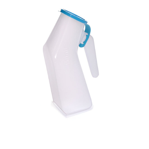 Male Urinal – Translucent, Reusable, Autoclavable with Blue Cap