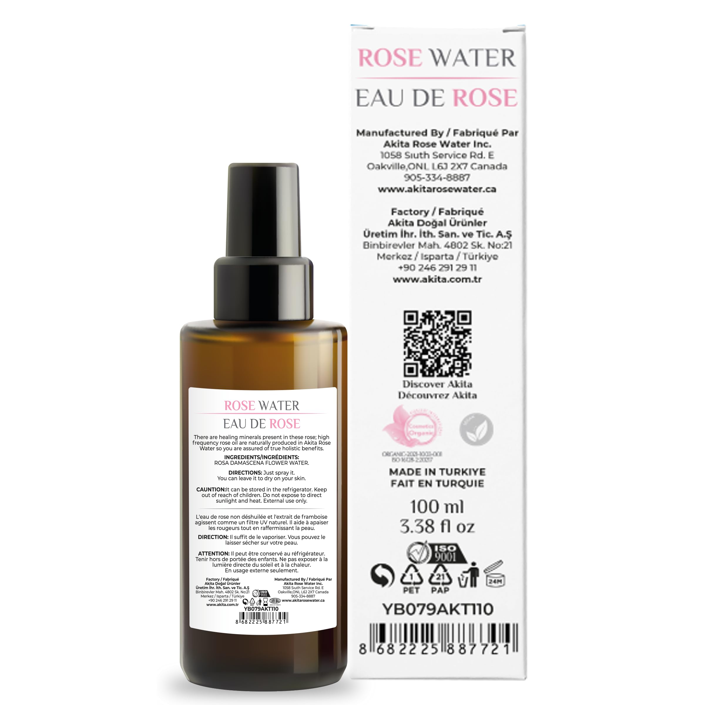 Akita - All Natural Rose Water, 100ml