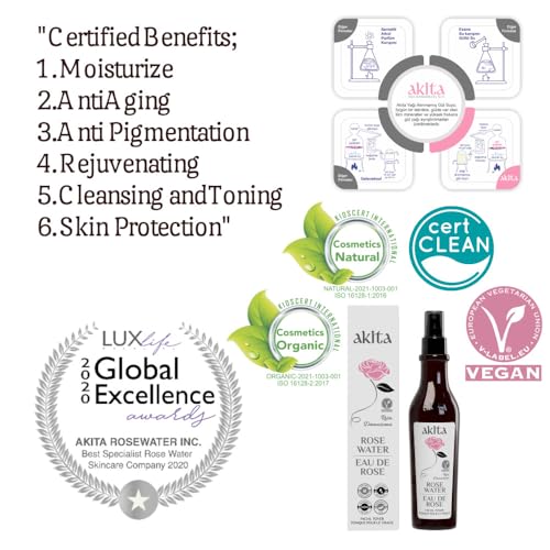 Akita - All Natural Rose Water, 250ml