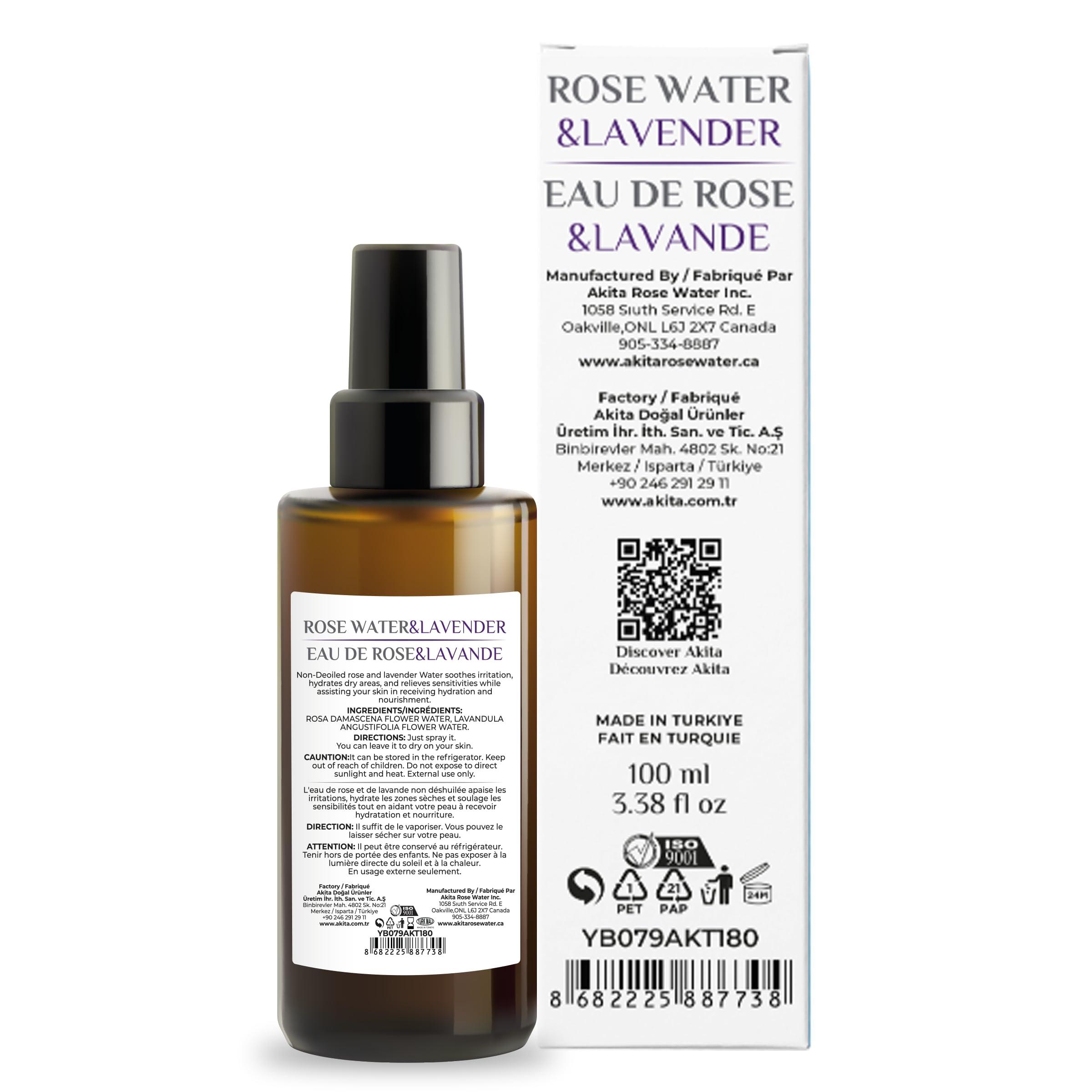 Akita - All Natural Rose Water with Lavender, 100ml