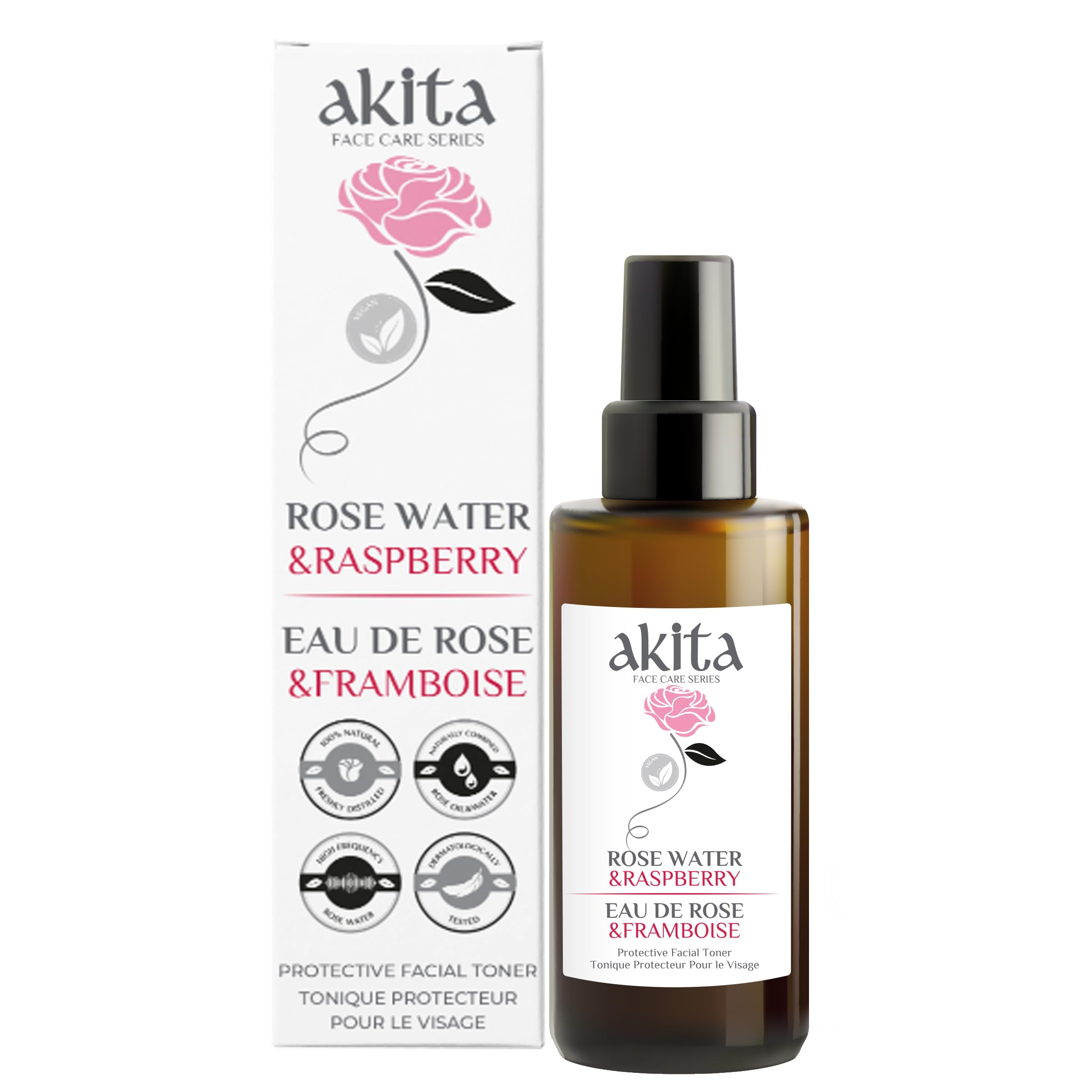 Akita - All Natural Rose Water with Raspberry, 100ml
