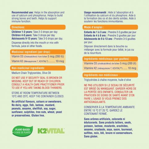 Allkidz - Vitamin D3 & K2 Drops, Vegan, 5ml