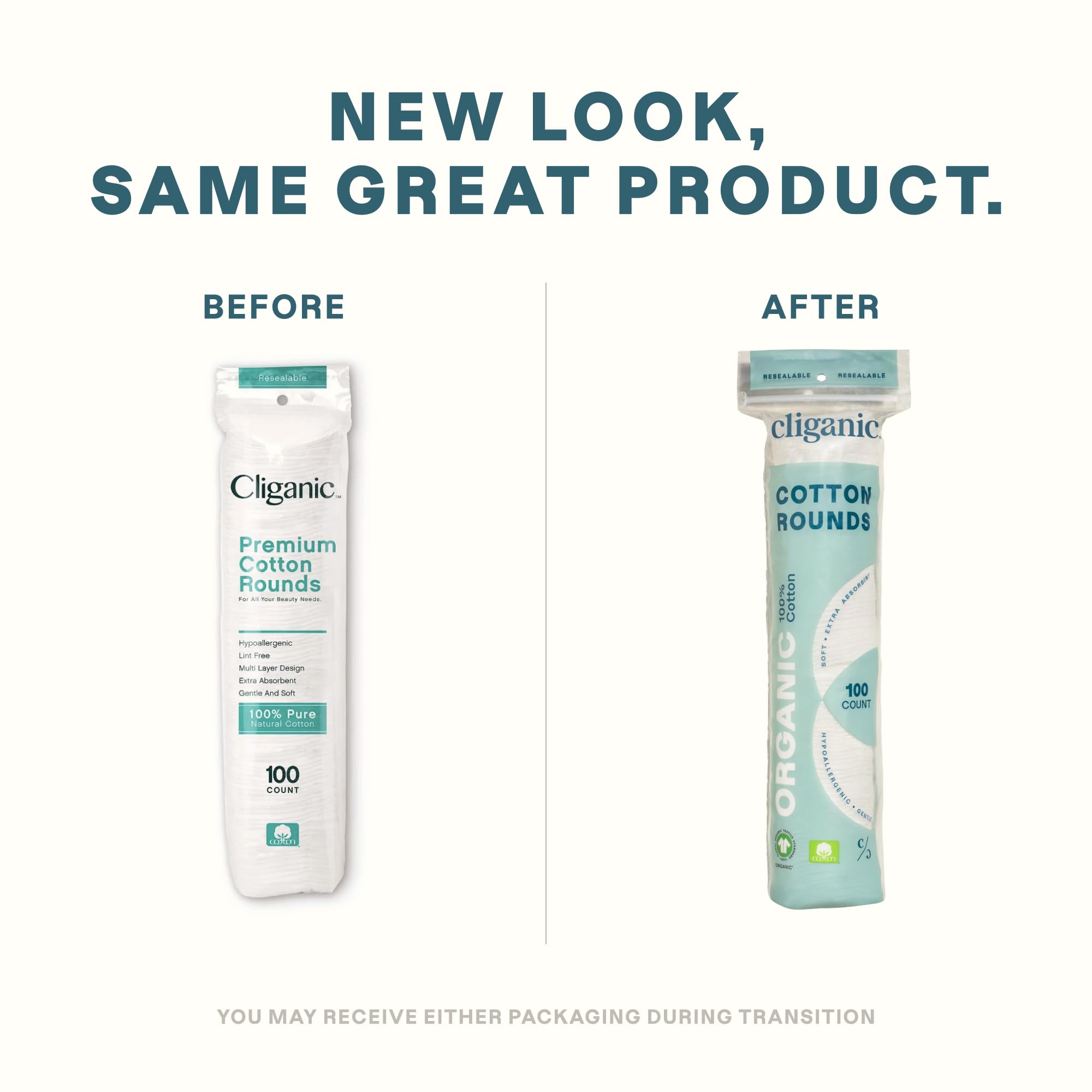 Cliganic - Organic Cotton Rounds, 100ct