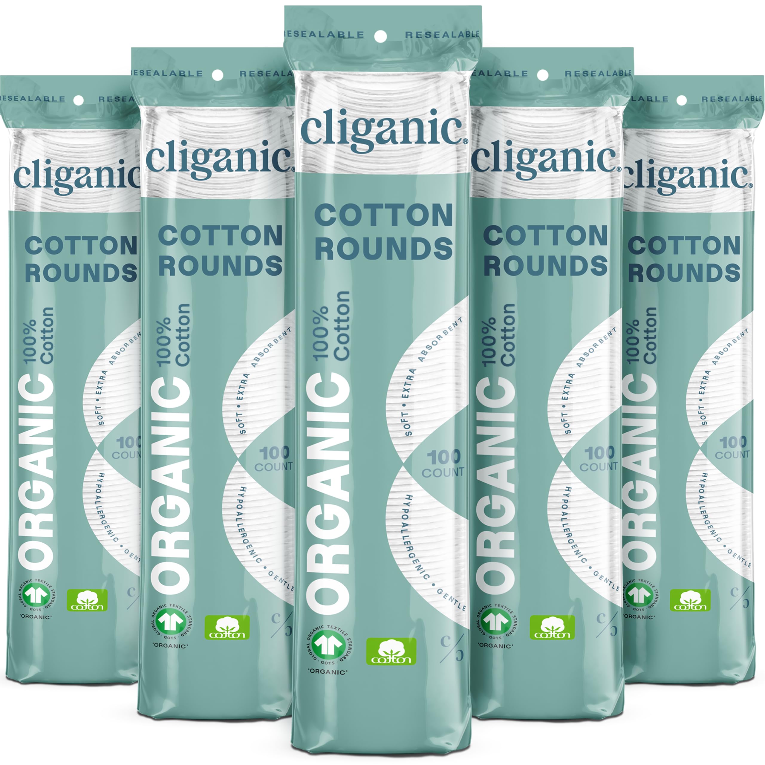 Cliganic - Organic Cotton Rounds, 100ct