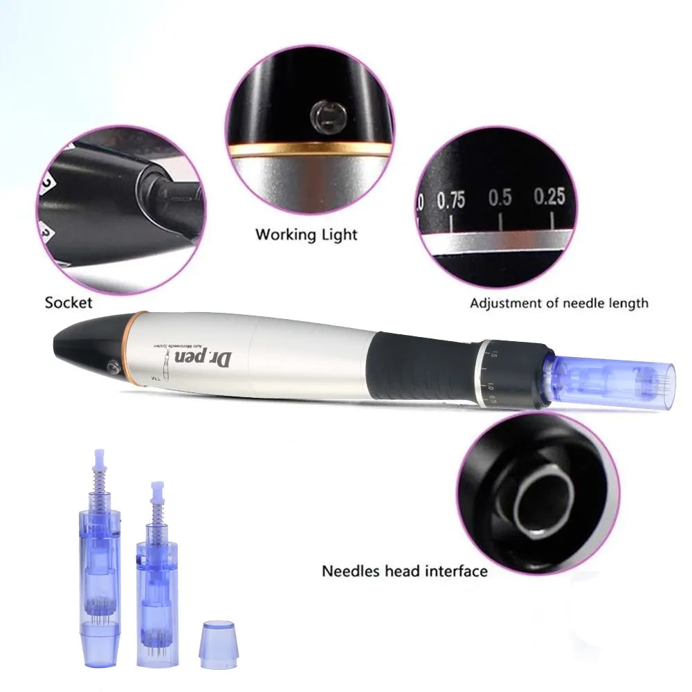 A1C Dr. Pen – Adjustable Microneedling Device for Anti-Aging, Acne Scars & Skin Rejuvenation