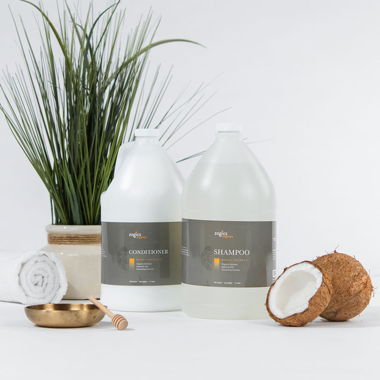 Zogics Organics Shampoo, Honey Coconut (1 Gallon or Case of 4)