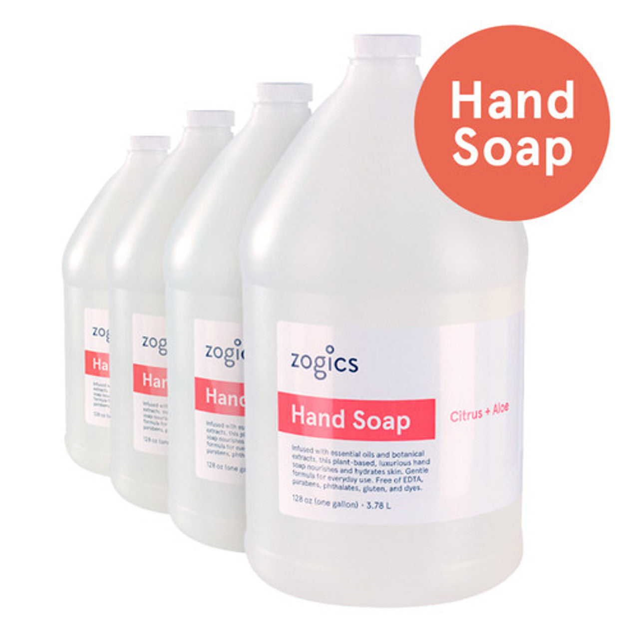 Zogics Hand Soap, Citrus + Aloe (1 Gallon or Case of 4)