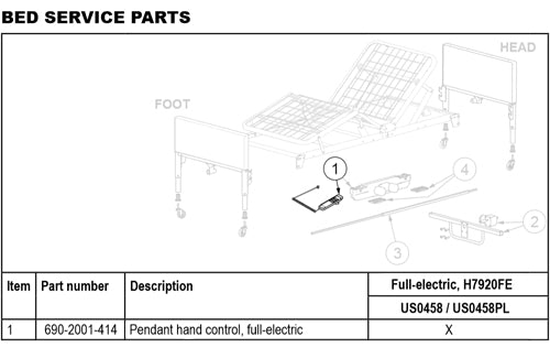Pendant for Full Electric Bed (Patriot #1801B) – Easy Bed Position Control