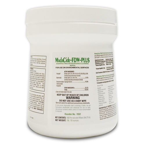 MadaCide FDW Plus Disinfectant Wipes Tub/160 – Broad-Spectrum Cleaning