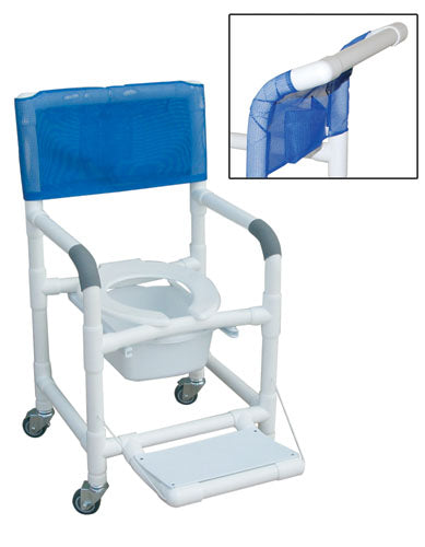 Shower Chair PVC Deluxe with Folding Footrest & Square Pail – Multi-Purpose Bath & Commode Chair