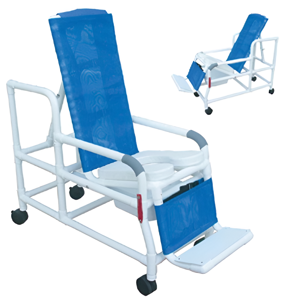 PVC Tilt-N-Space Shower & Commode Chair for Mobility & Hygiene