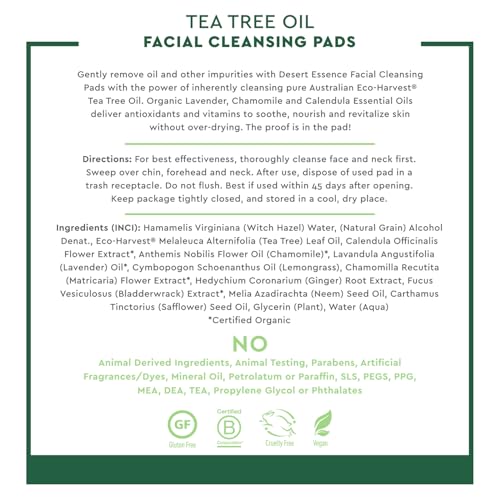 Desert Essence Cleansing Pads with Tea Tree Oil (100 pads)