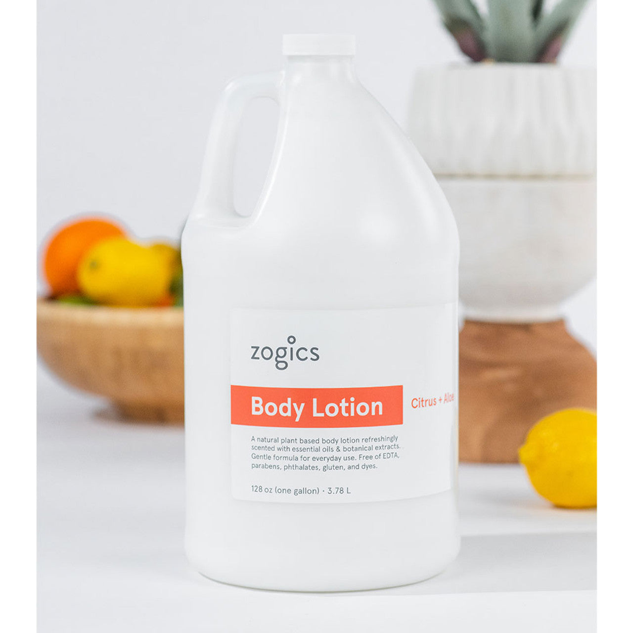 Zogics Hydrating Body Lotion, Citrus + Aloe (1 Gallon or Case of 4)