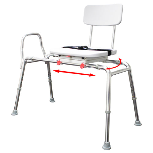 Swivel Sliding Transfer Bench Extra Long with Swivel Seat for Safe Bathroom Transfers