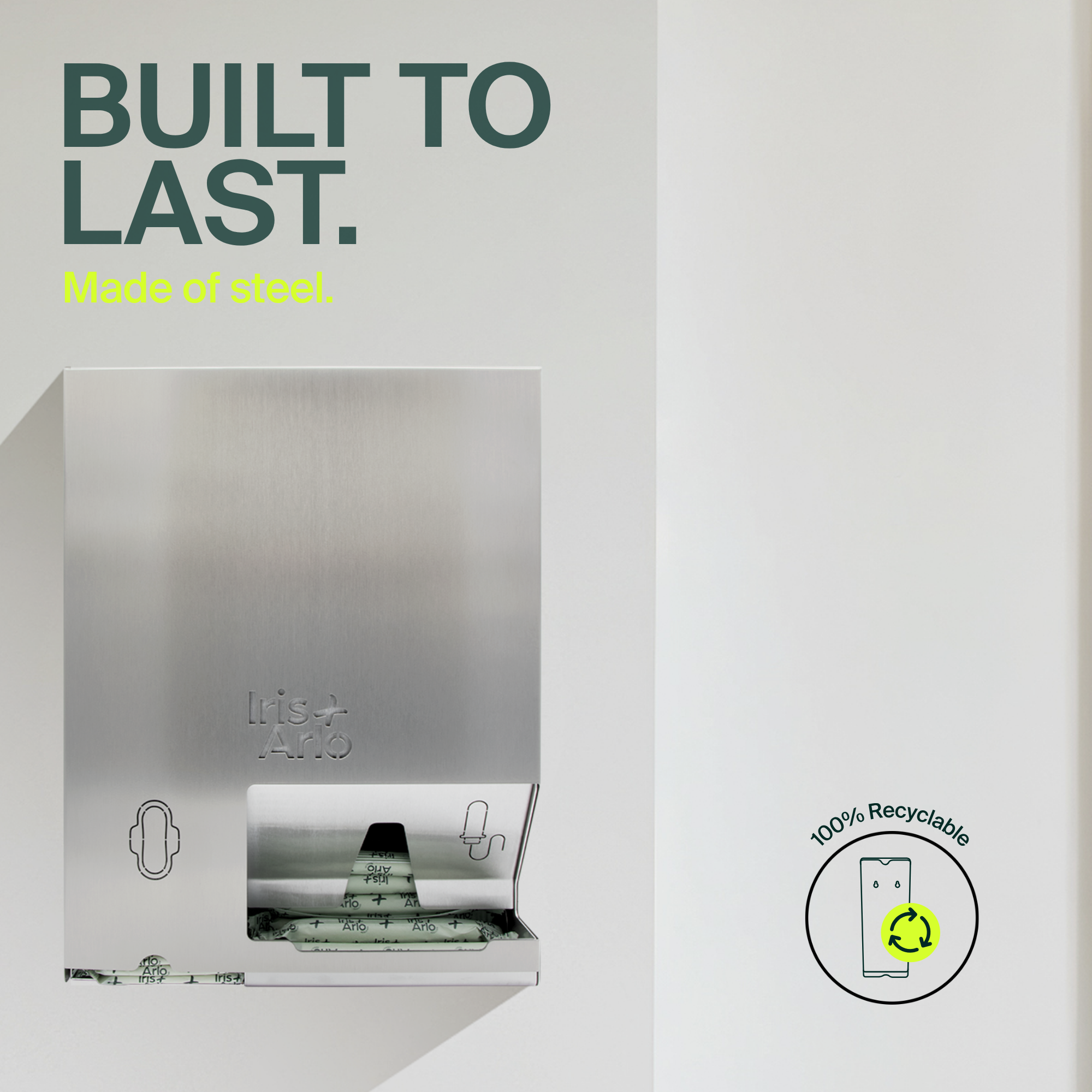 Wall-Mounted Steel Dispenser - Daily Pads & Tampons