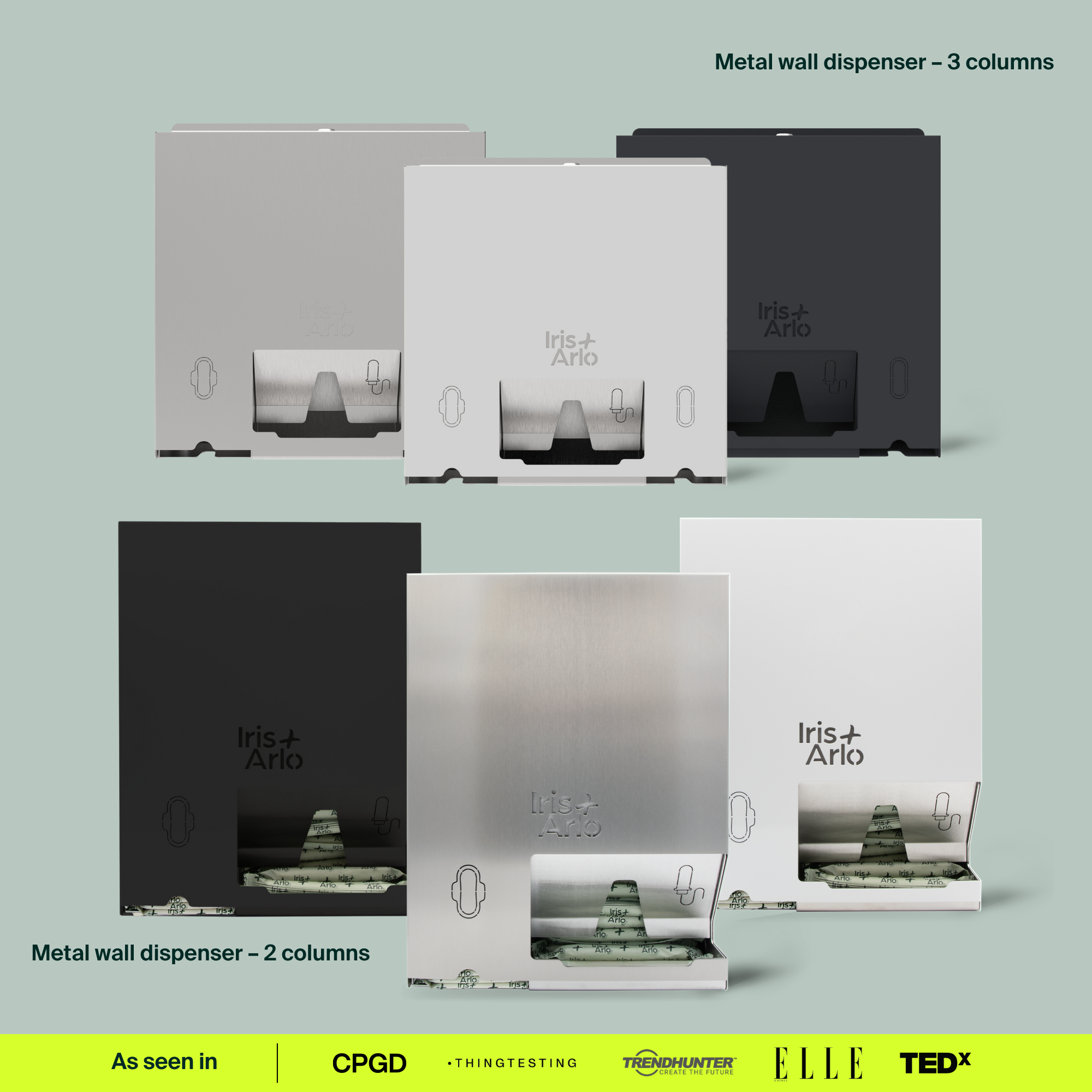 Wall-Mounted Steel Dispenser - Daily Pads & Tampons