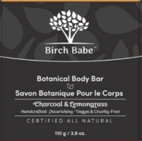 Birch Babe - Body Bar- Charcoal & Lemongrass (115g 28)