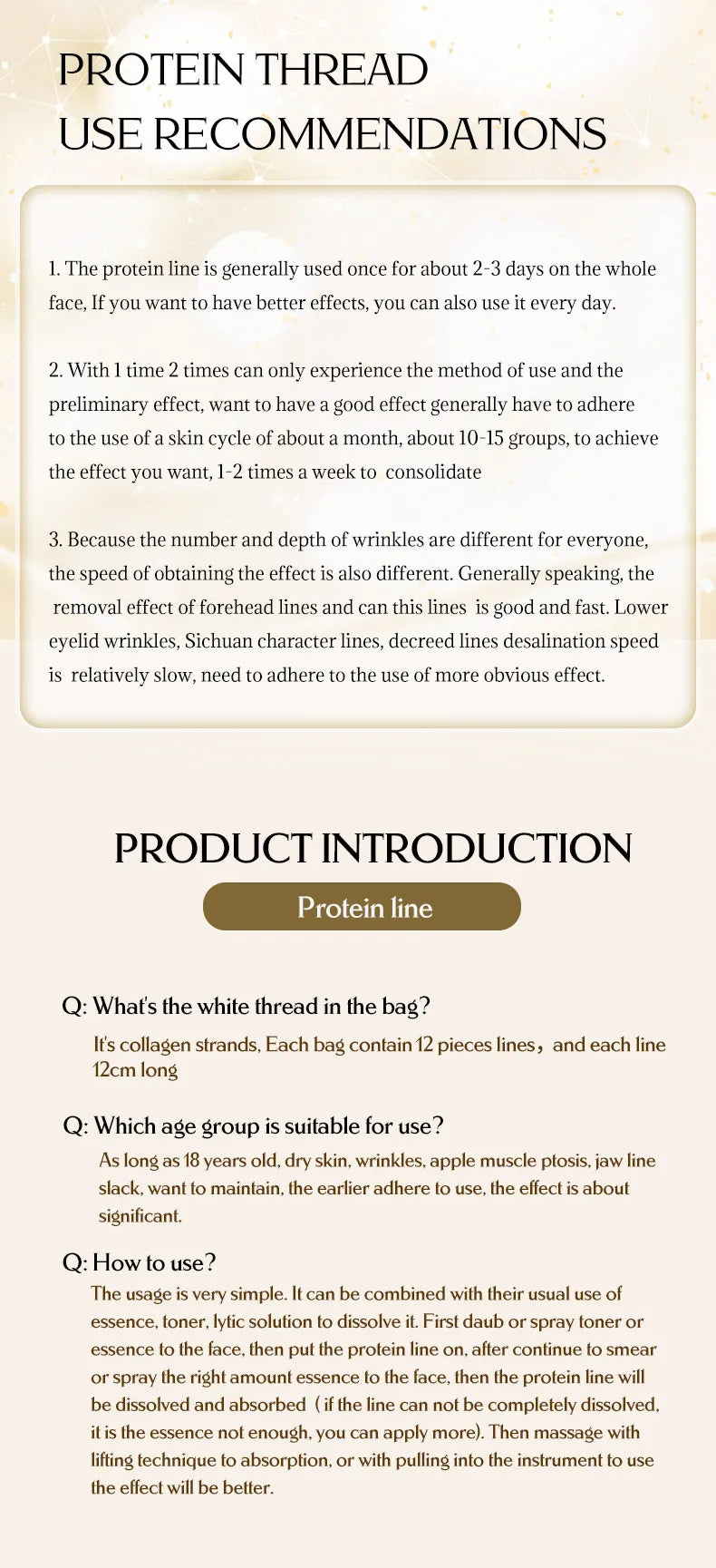 Gold Skin Care Facial Collagen Thread Lift – Protein-Infused Thread Therapy for Skin Lifting & Anti-Aging