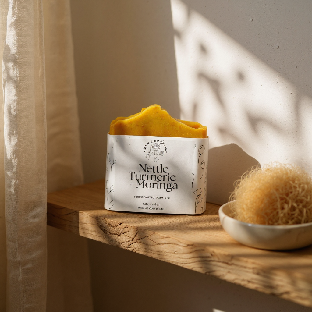 Nettle + Turmeric + Moringa Soap – Purifying, Brightening & Nourishing, 140g