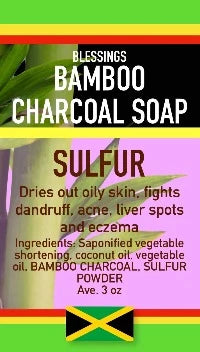 Blessings All-Natural Bamboo Charcoal Sulfur Face & Body Bar – Detoxifying, Oil-Control & Skin-Clarifying Cleanser
