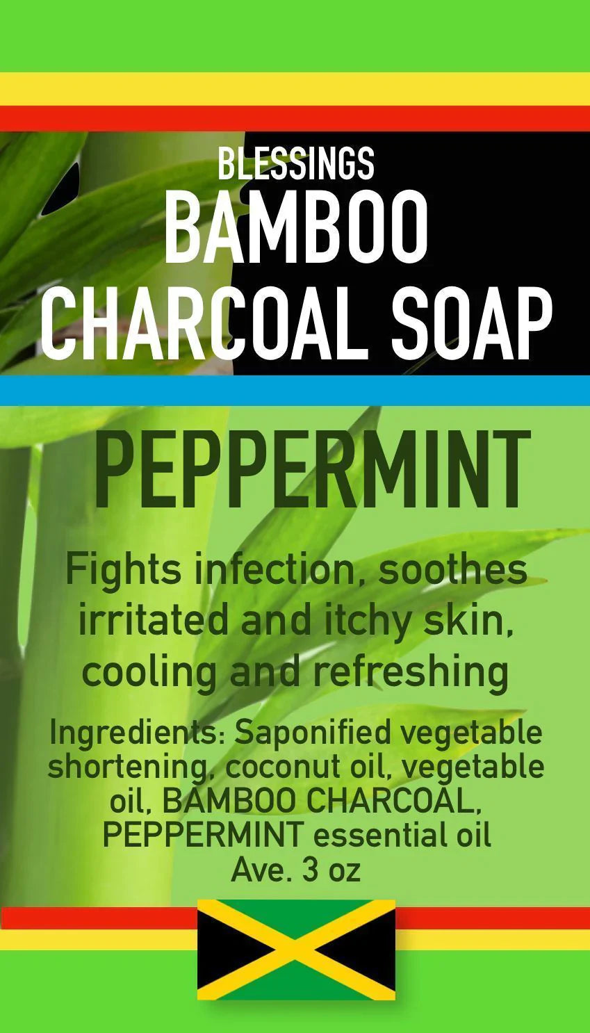Blessings All-Natural Bamboo Charcoal Peppermint Face & Body Bar – Detoxifying Cleanser for Breakouts & Irritated Skin