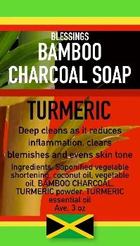 Blessings All-Natural Bamboo Charcoal Turmeric Face & Body Bar – Detoxifying, Soothing & Antioxidant-Rich Cleanser